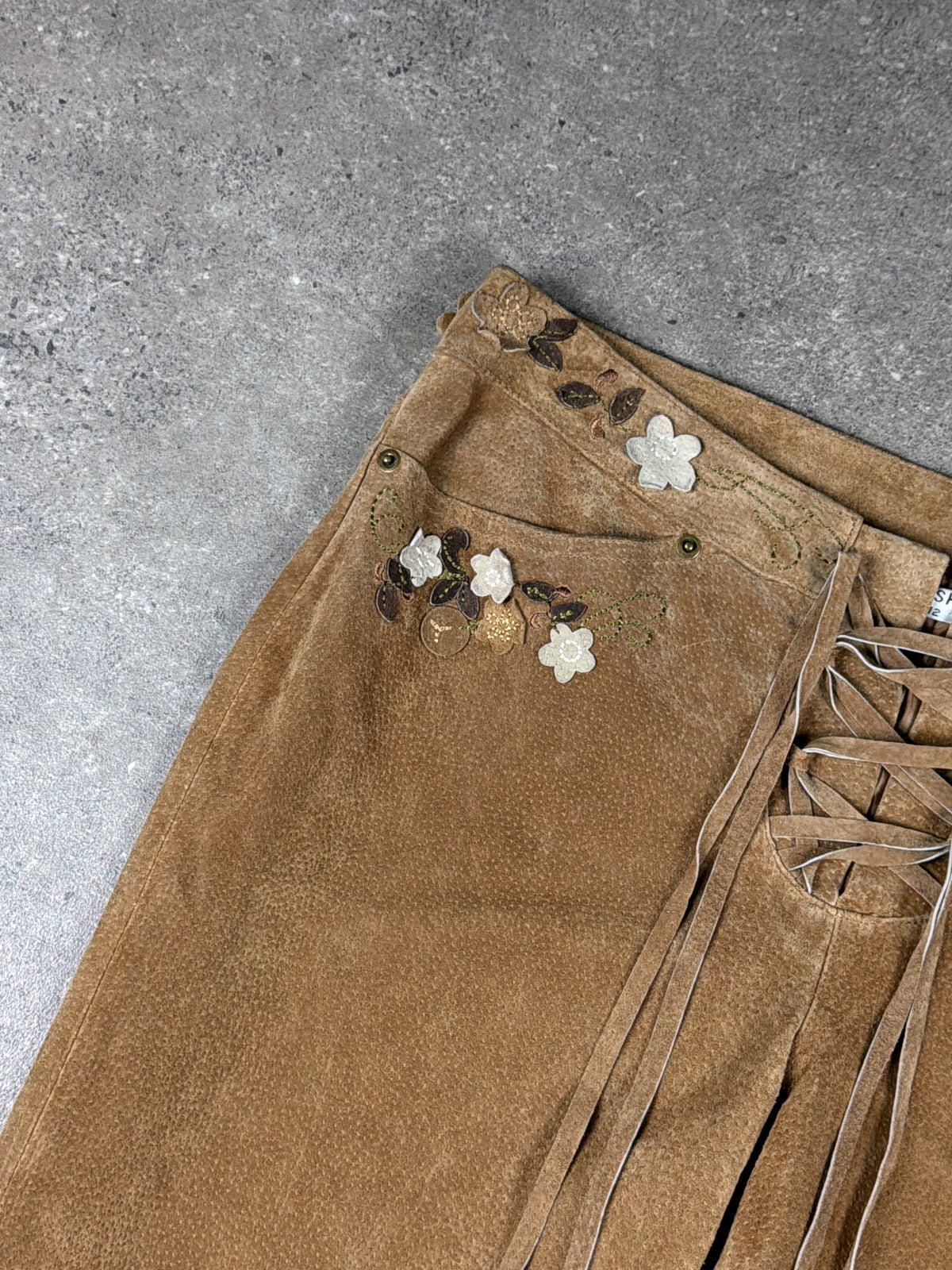 Vintage Leather Suede Low Rise Flare