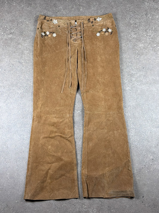 Vintage Leather Suede Low Rise Flare